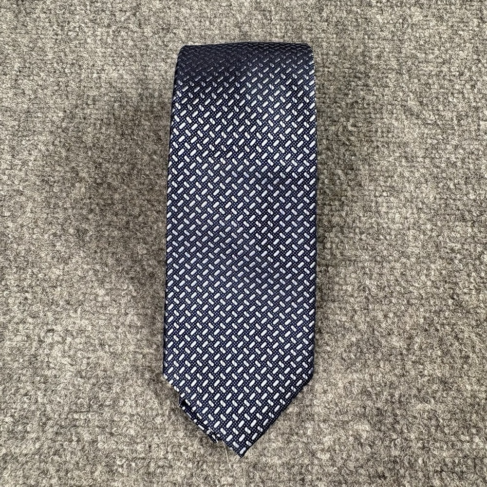 Michael Michael Kors Necktie Men Navy Blue Geometric Silk Classic Preppy Wedding